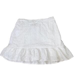 Kendall & Kylie white eyelet skirt ruffle bottom pull on mini 100% cotton SZ SM